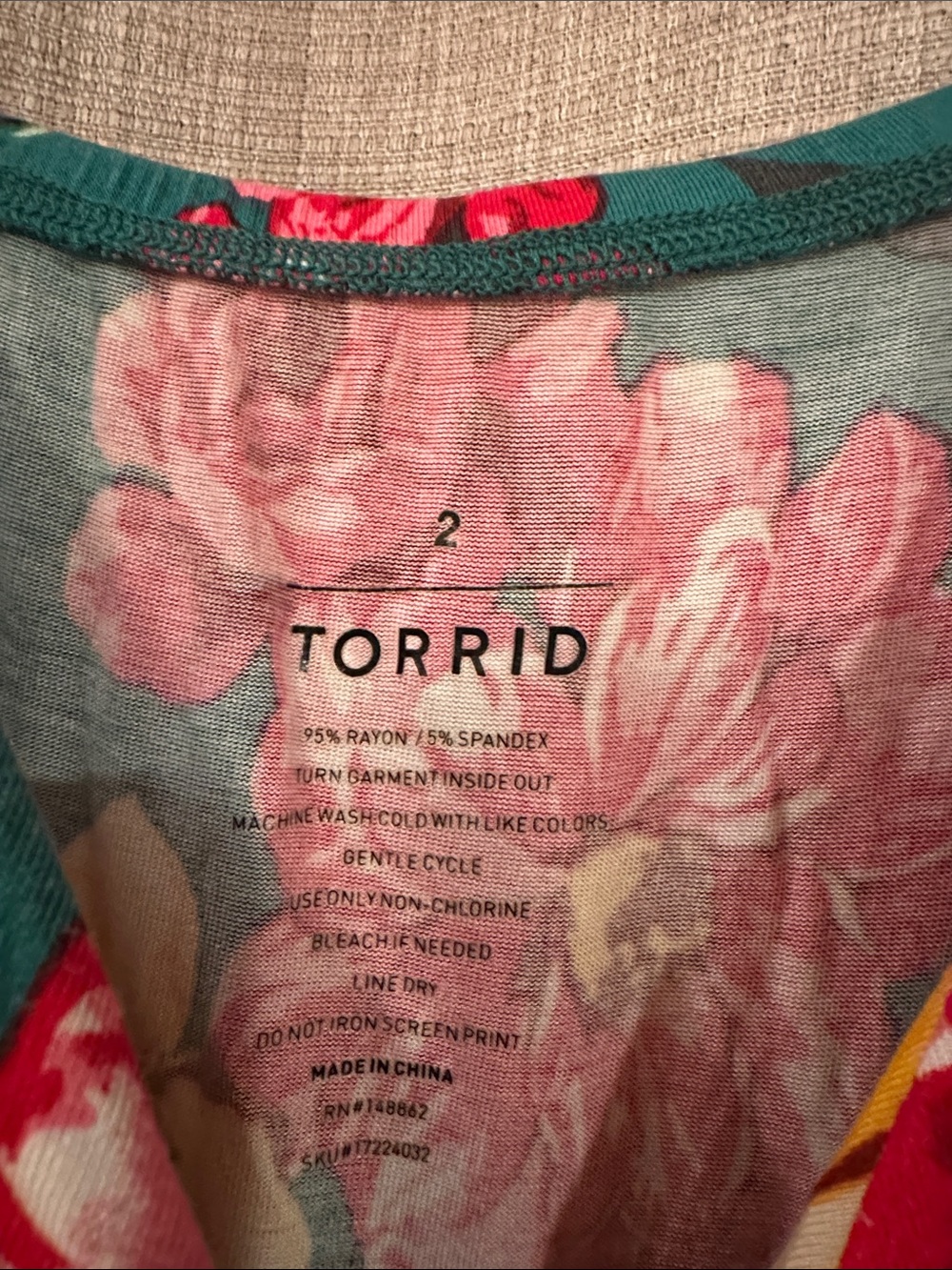 Torrid Teal Floral Spaghetti-Strap Maxi Dress with Pink & Yellow Blooms size 2x - Picture 2 of 3